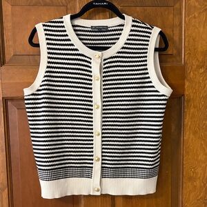 Adrianna Papell Black and Cream Knit Top/Vest